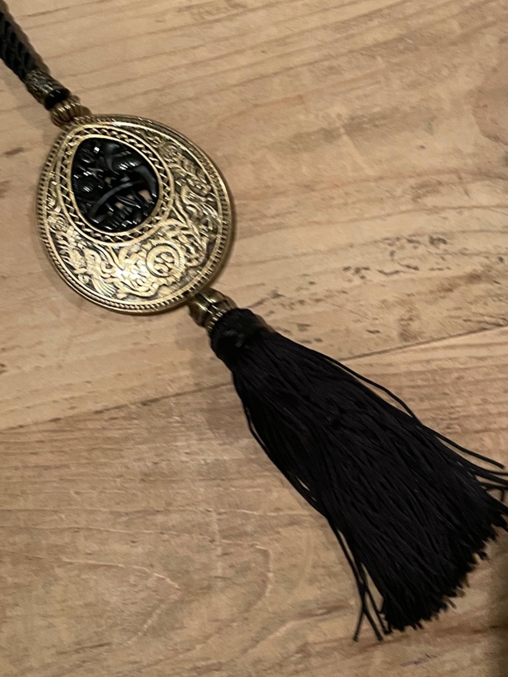 NWT Chicos Black Gold Amelia Braided Long Statement Necklace Cocktail boho